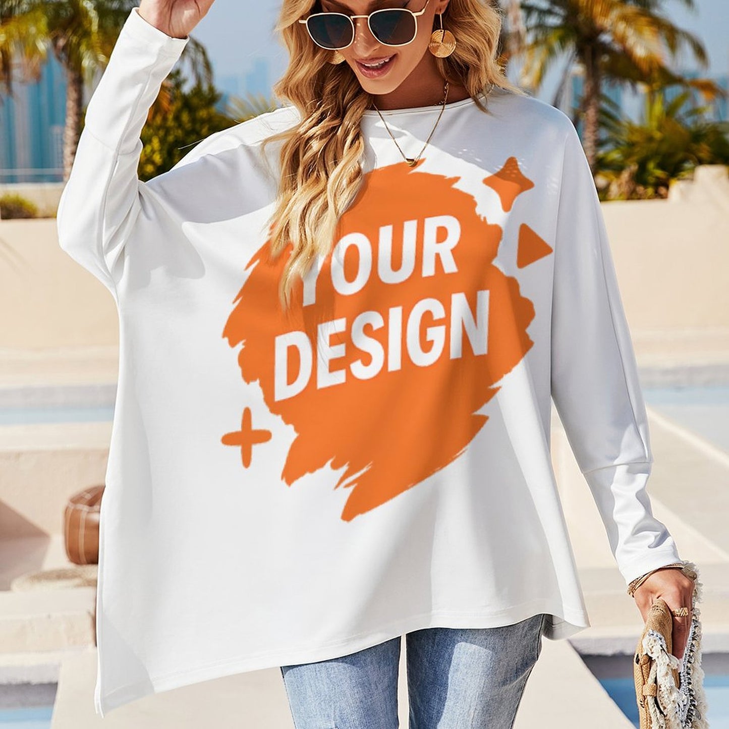 Custom Irregular Hem Long Sleeve Tee - Design Your Unique Style!