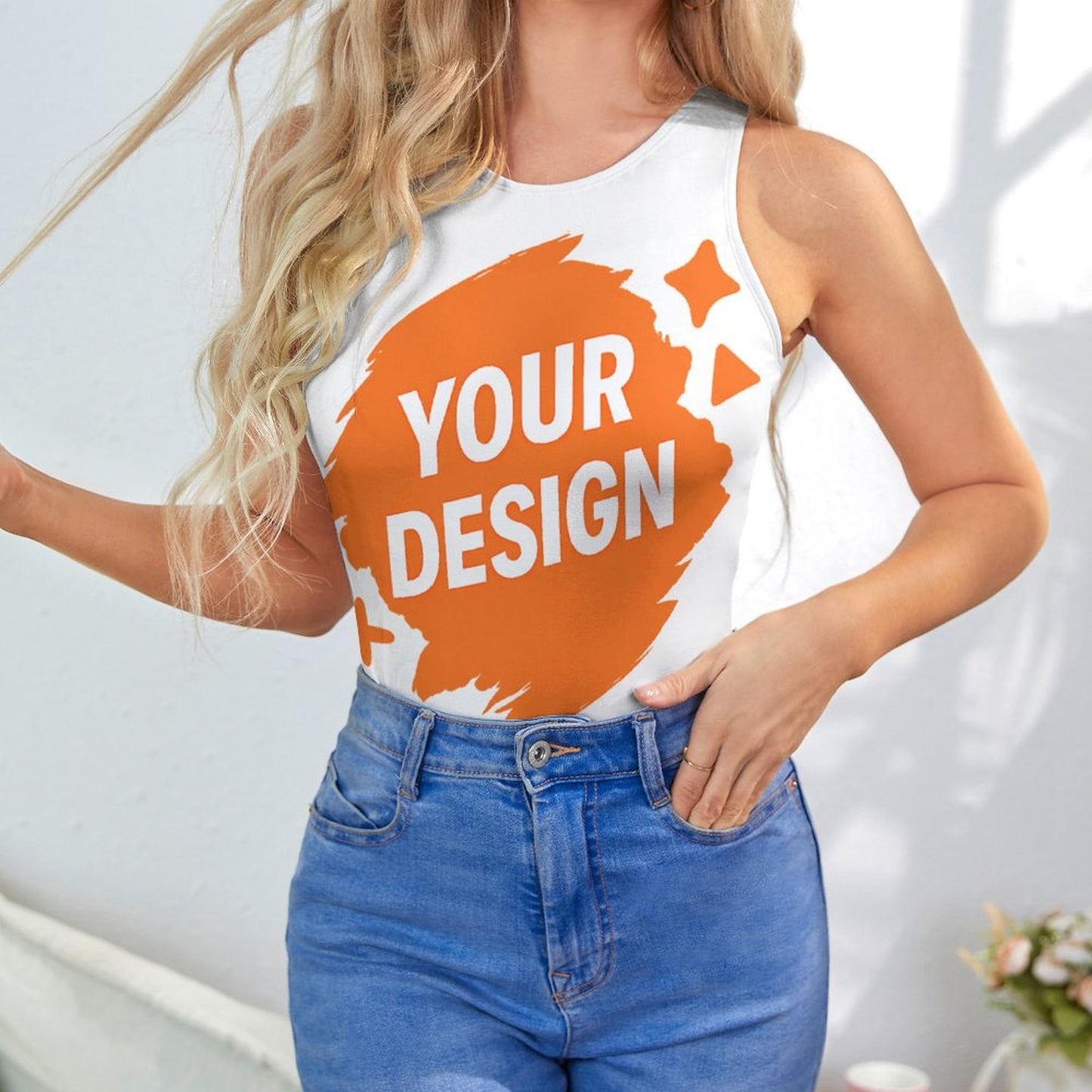 Personalized Custom Women's Round Neck Bodysuit - Add Your Text or Image