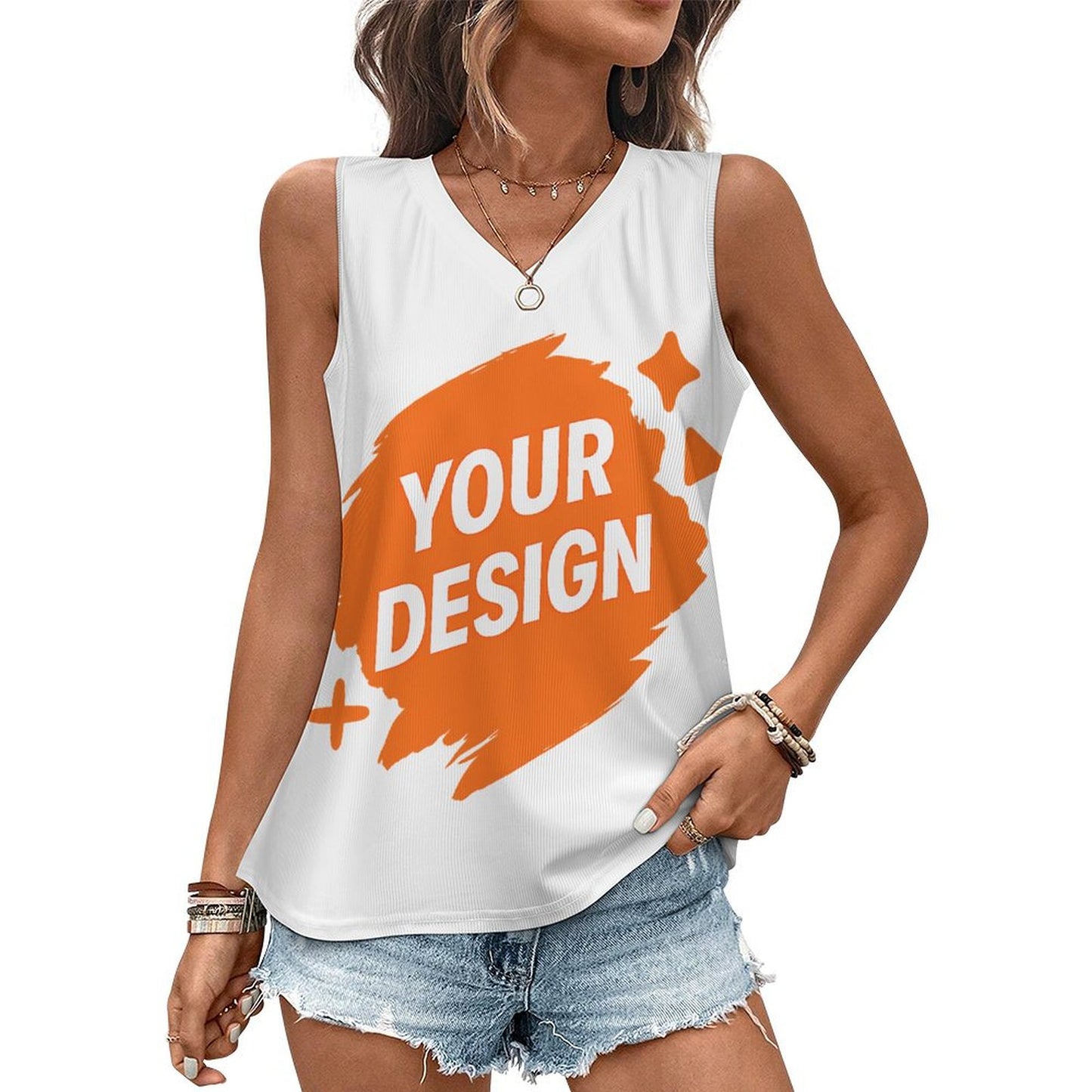 Custom V-Neck Ribbed Knit Vest - Design Your Own Graphic!