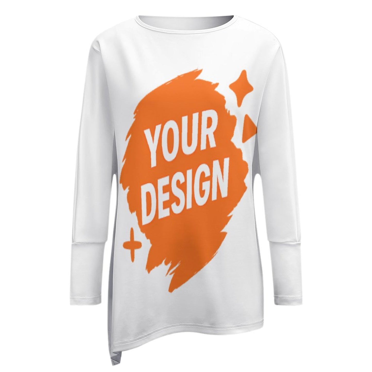 Custom Irregular Hem Long Sleeve Tee - Design Your Unique Style!