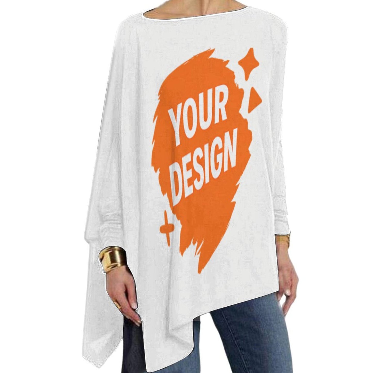 Custom Irregular Hem Long Sleeve Tee - Design Your Unique Style!