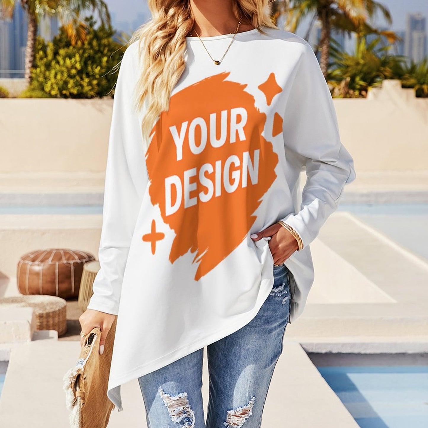 Custom Irregular Hem Long Sleeve Tee - Design Your Unique Style!