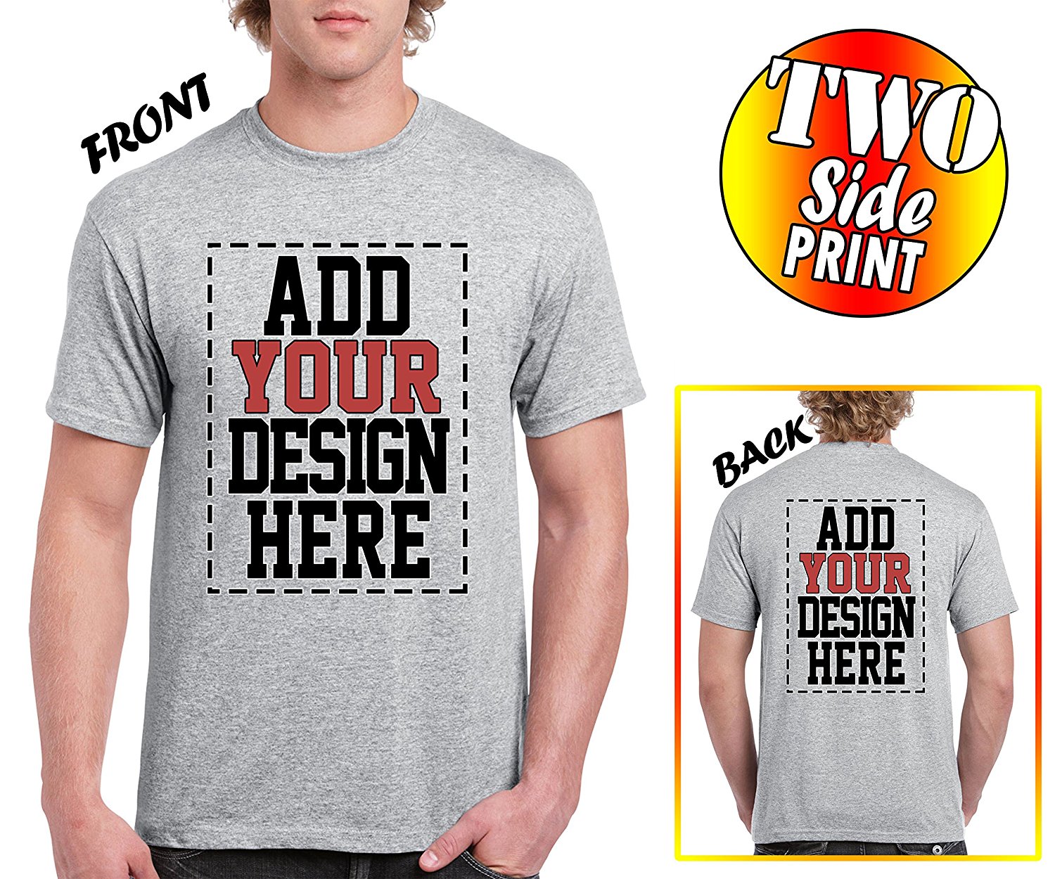 Custom 2 sided T-Shirts - DESIGN YOUR OWN SHIRT - FRONT and BACK ...